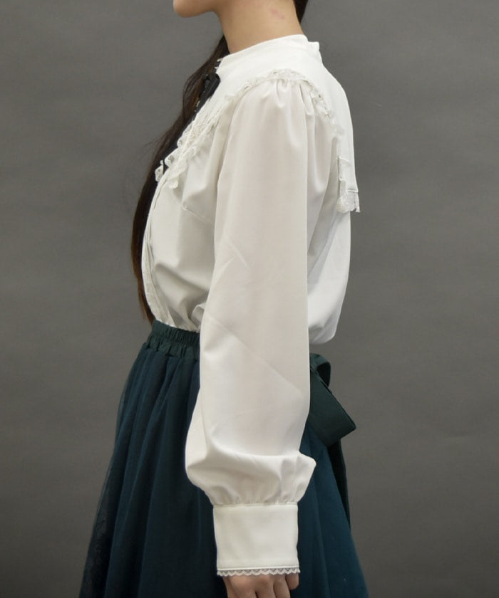 Cross Embroidery Nun Style Blouse