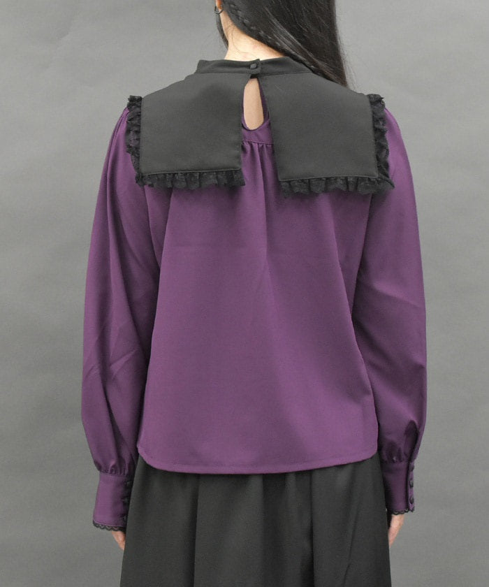 Cross Embroidery Nun Style Blouse