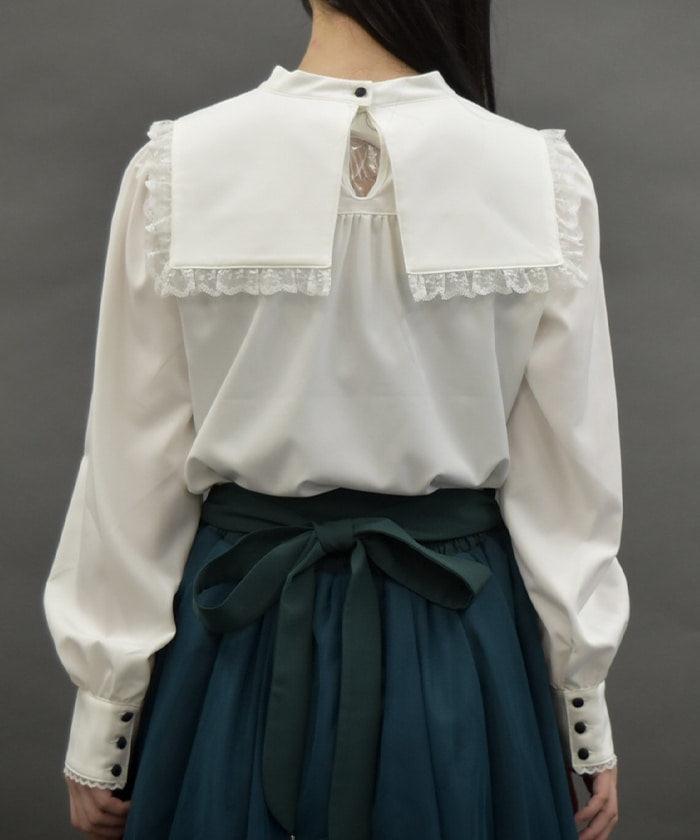 Cross Embroidery Nun Style Blouse