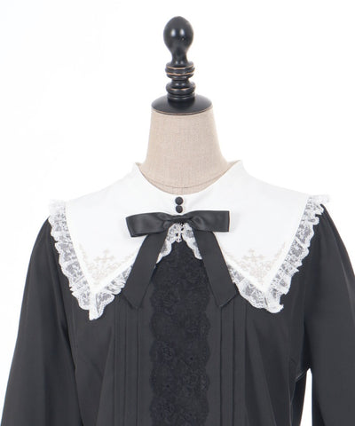 Cross Embroidery Nun Style Blouse