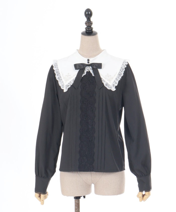 Cross Embroidery Nun Style Blouse