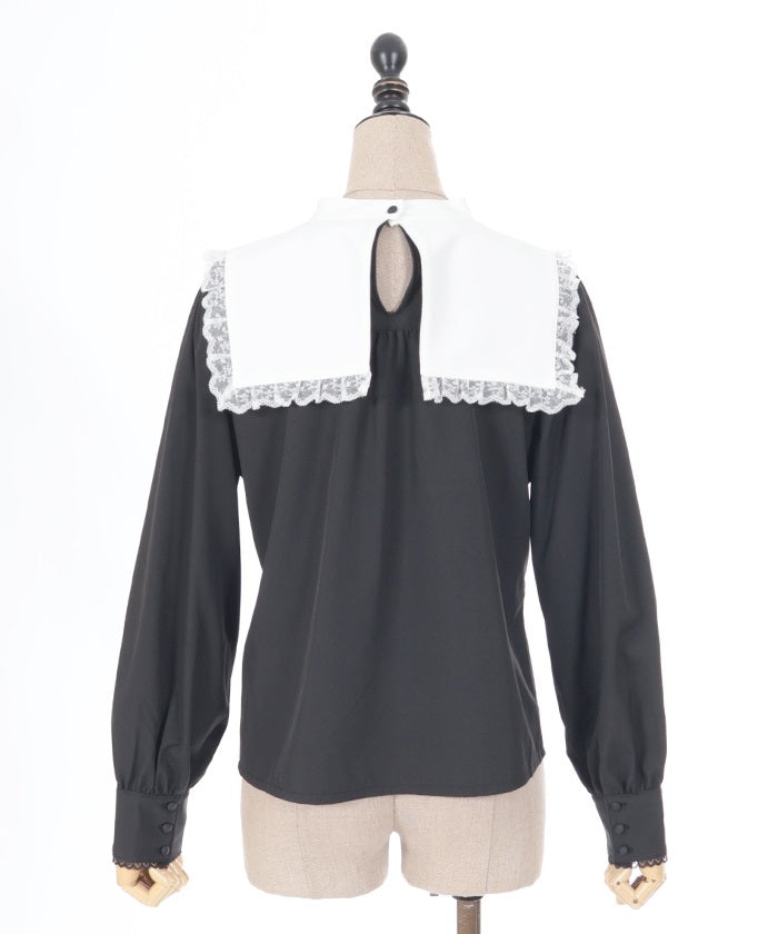 Cross Embroidery Nun Style Blouse – axes femme from JAPAN