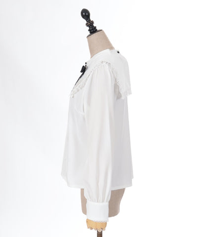 Cross Embroidery Nun Style Blouse