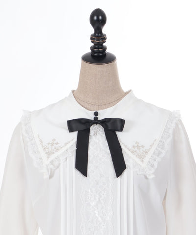 Cross Embroidery Nun Style Blouse