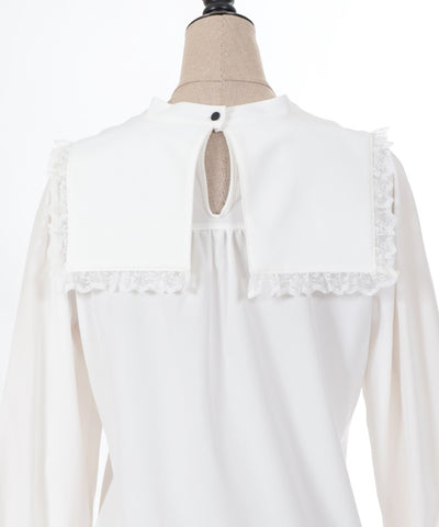 Cross Embroidery Nun Style Blouse