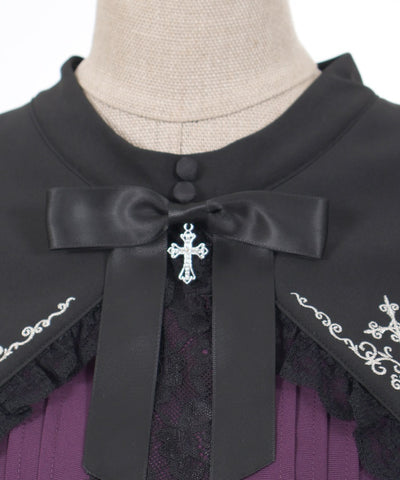 Cross Embroidery Nun Style Blouse