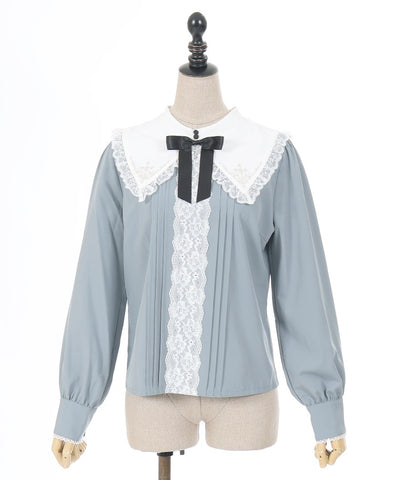 Cross Embroidery Nun Style Blouse