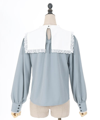 Cross Embroidery Nun Style Blouse