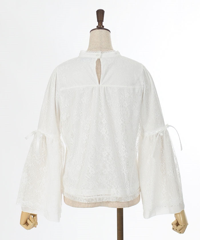 Lace Princess Sleeves Blouse with Ribbon