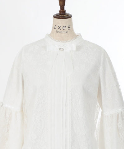 Lace Princess Sleeves Blouse with Ribbon