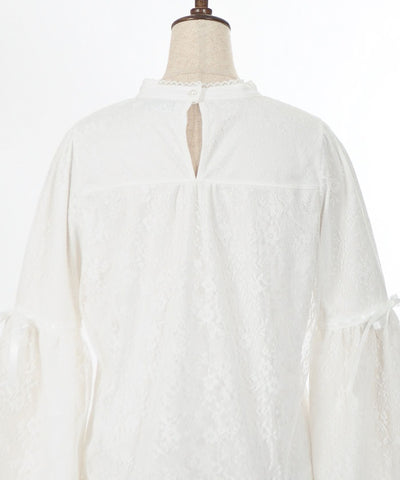 Lace Princess Sleeves Blouse with Ribbon