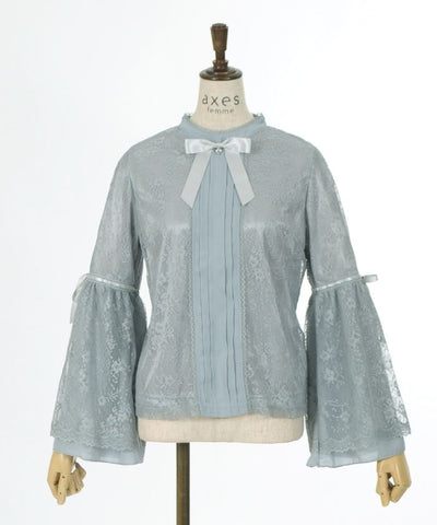 Lace Princess Sleeves Blouse with Ribbon