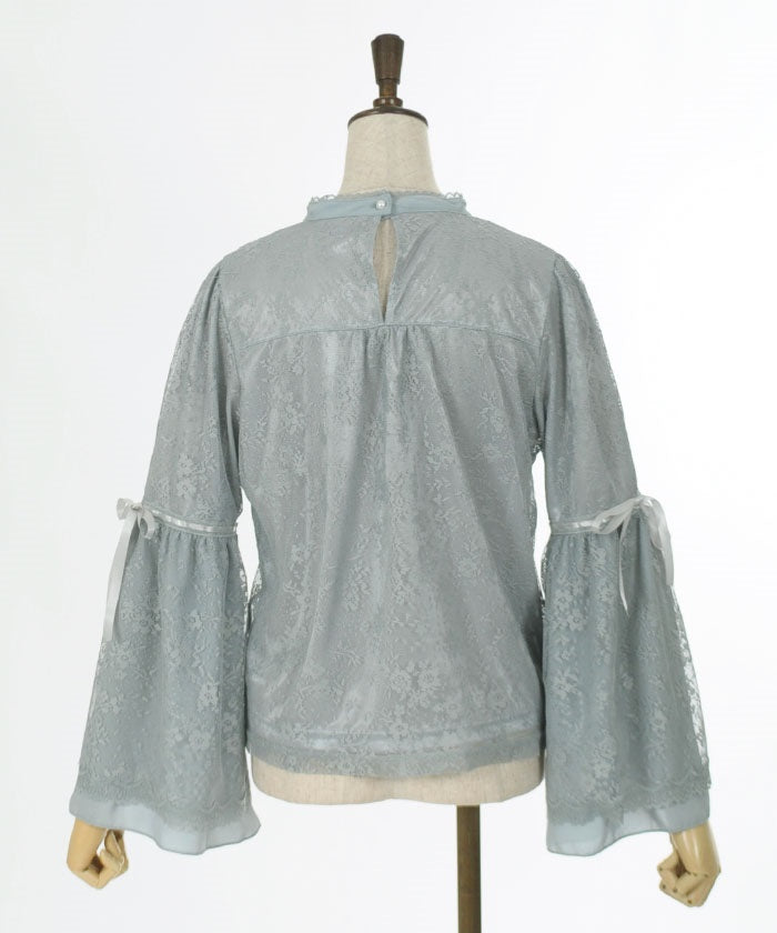 Lace Princess Sleeves Blouse with Ribbon