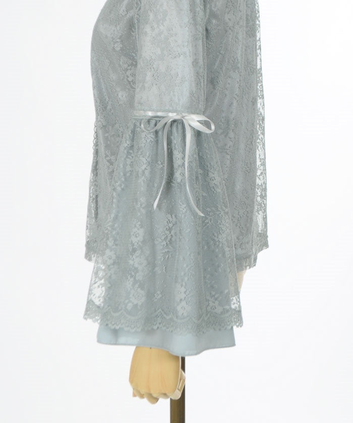 Lace Princess Sleeves Blouse with Ribbon