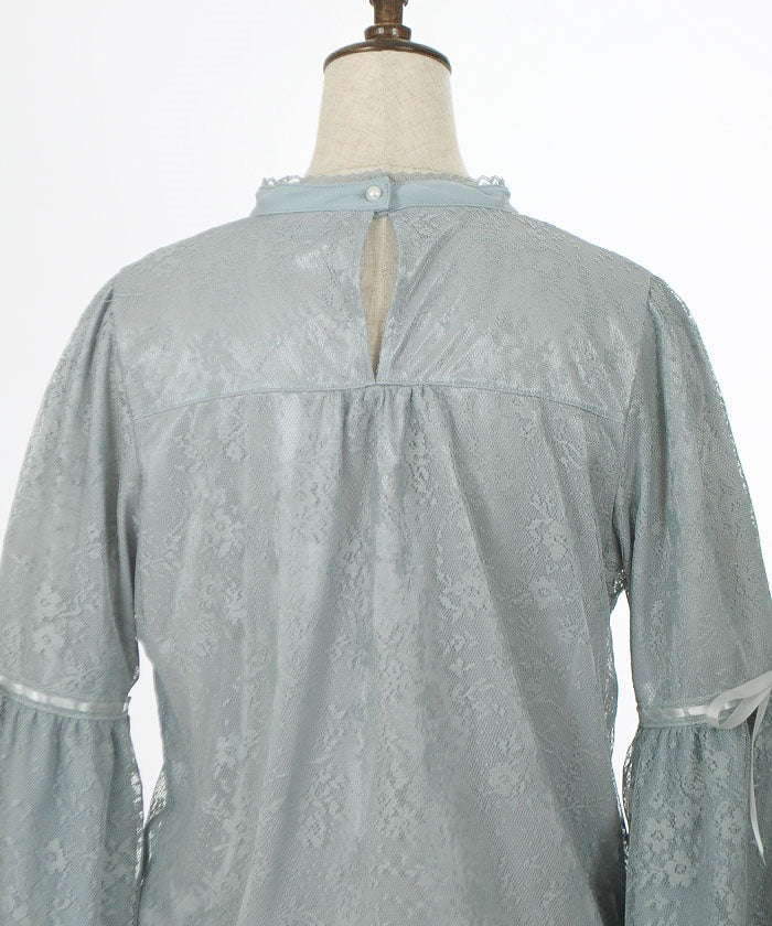 Lace Princess Sleeves Blouse with Ribbon