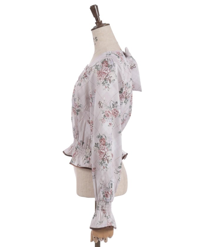 Check & Flower Pattern Blouse – axes femme from JAPAN