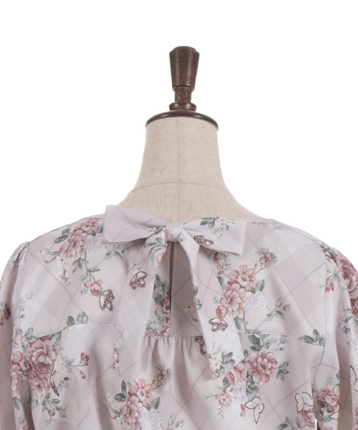 Check & Flower Pattern Blouse – axes femme from JAPAN