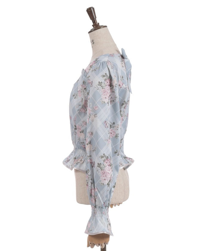 Check & Flower Pattern Blouse – axes femme from JAPAN