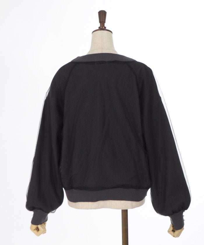 Sheer Layered Logo Jacquard Knit