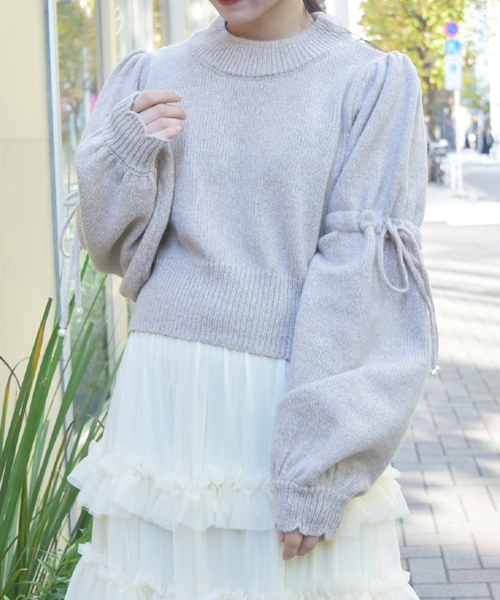 Drawstring Ribbon Mélange Knit