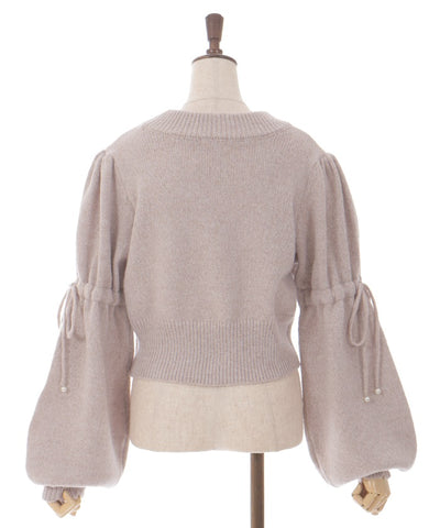 Drawstring Ribbon Mélange Knit