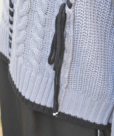 Bicolor Stitch Knit Pullover