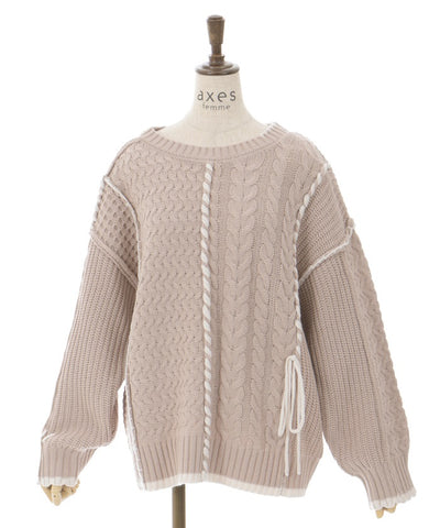 Bicolor Stitch Knit Pullover