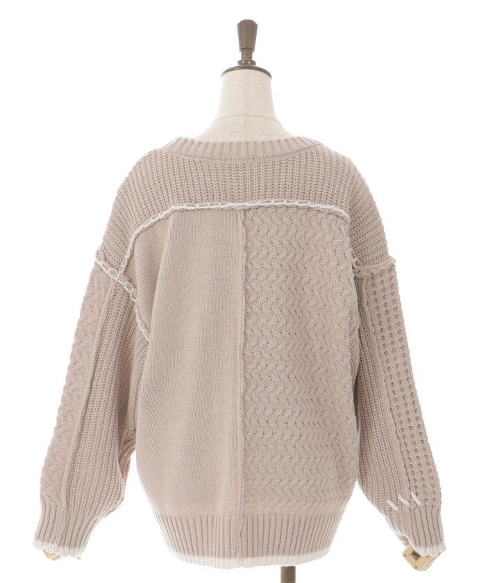 Bicolor Stitch Knit Pullover