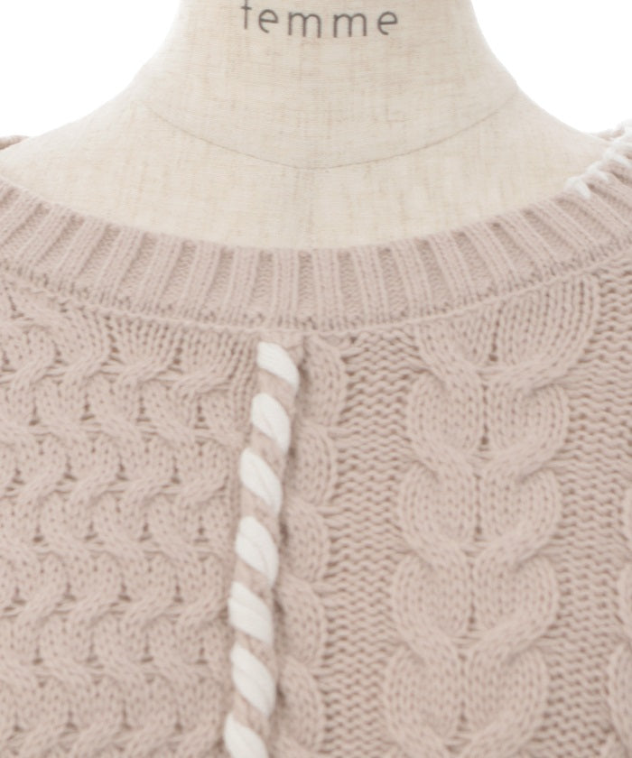 Bicolor Stitch Knit Pullover