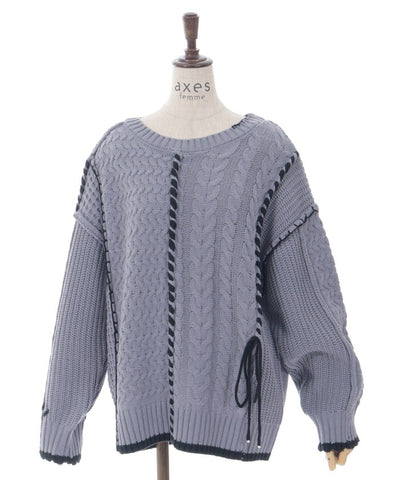 Bicolor Stitch Knit Pullover