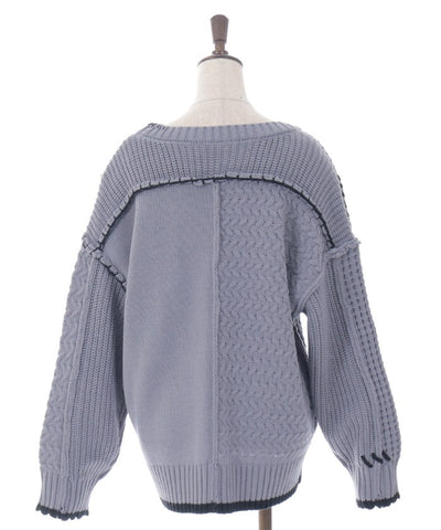 Bicolor Stitch Knit Pullover