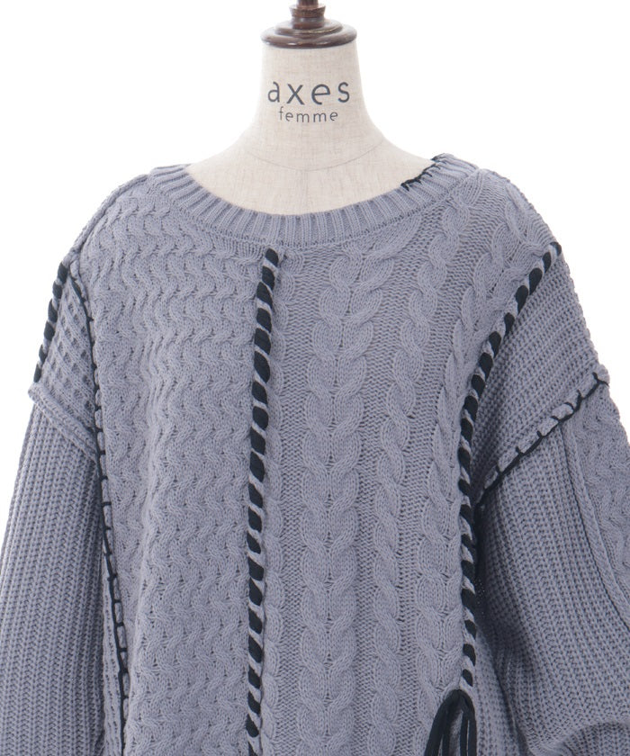 Bicolor Stitch Knit Pullover