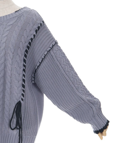 Bicolor Stitch Knit Pullover