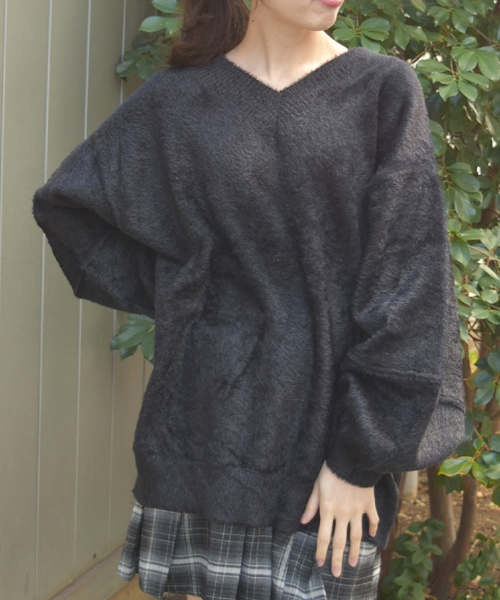 Feather Long Knit Top – axes femme from JAPAN