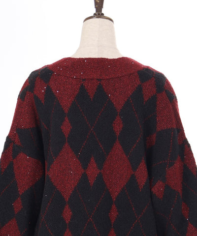 Lamé Jacquard Knit Cardigan