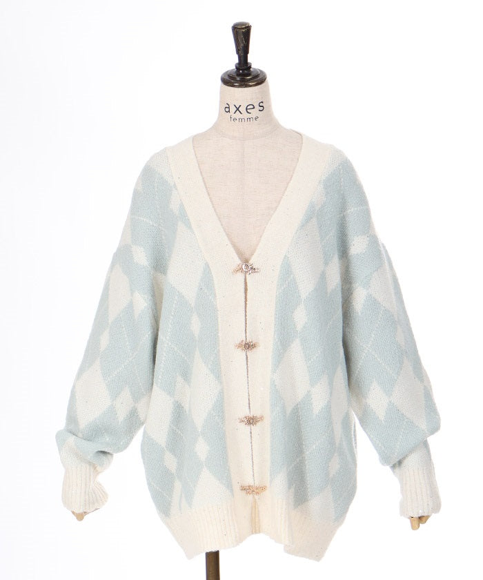 Lamé Jacquard Knit Cardigan