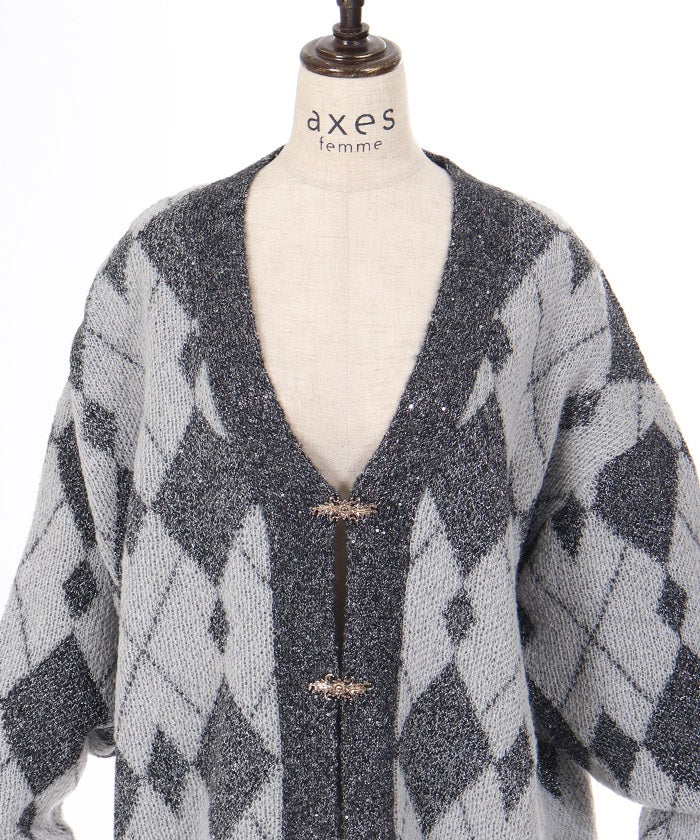 Lamé Jacquard Knit Cardigan