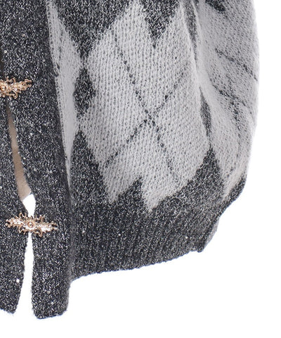 Lamé Jacquard Knit Cardigan