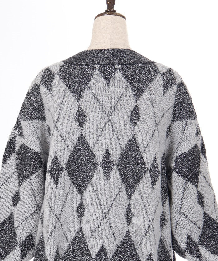 Lamé Jacquard Knit Cardigan