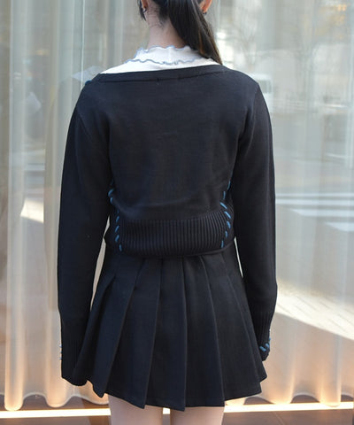 Stitch Short Cardigan with Zip