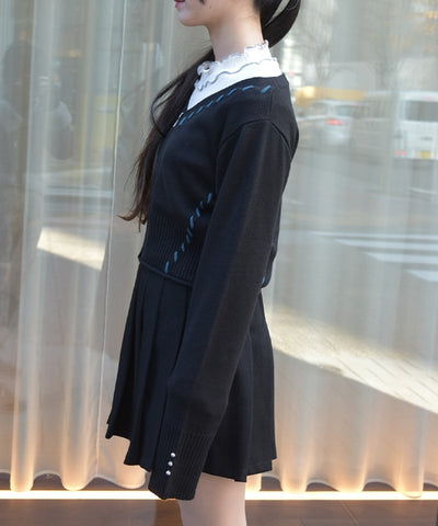 Stitch Short Cardigan with Zip