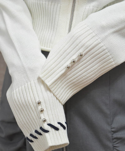 Stitch Short Cardigan with Zip