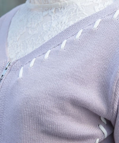 Stitch Short Cardigan with Zip