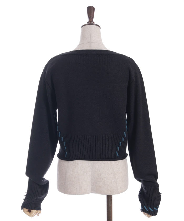 Stitch Short Cardigan with Zip