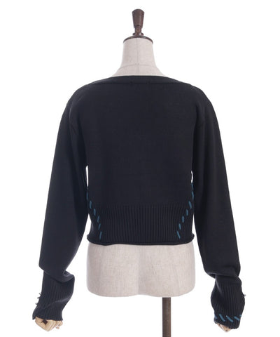 Stitch Short Cardigan with Zip