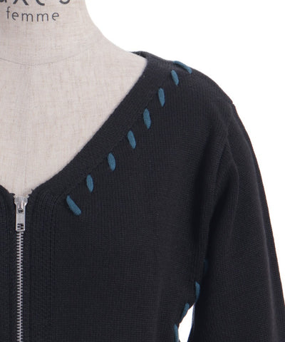 Stitch Short Cardigan with Zip