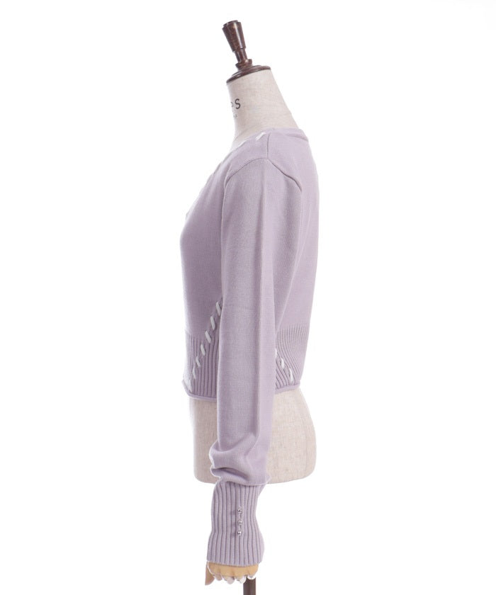 Stitch Short Cardigan with Zip