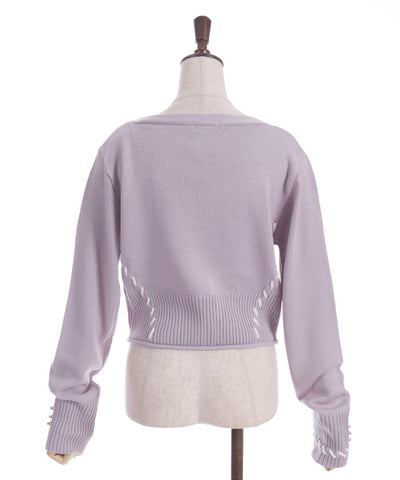 Stitch Short Cardigan with Zip