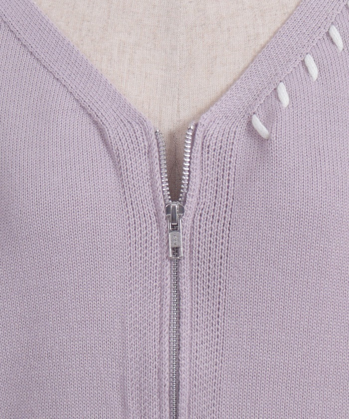 Stitch Short Cardigan with Zip