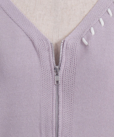 Stitch Short Cardigan with Zip